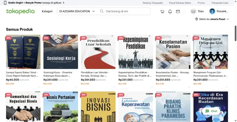 Tampilan toko Azqiara Education